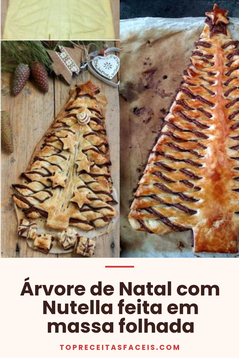 Árvore de Natal com Nutella feita em massa folhada