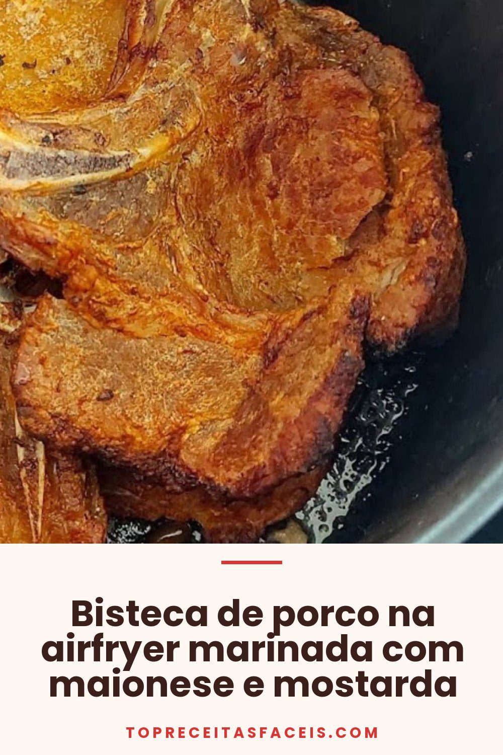 Bisteca de porco na airfryer marinada com maionese e mostarda