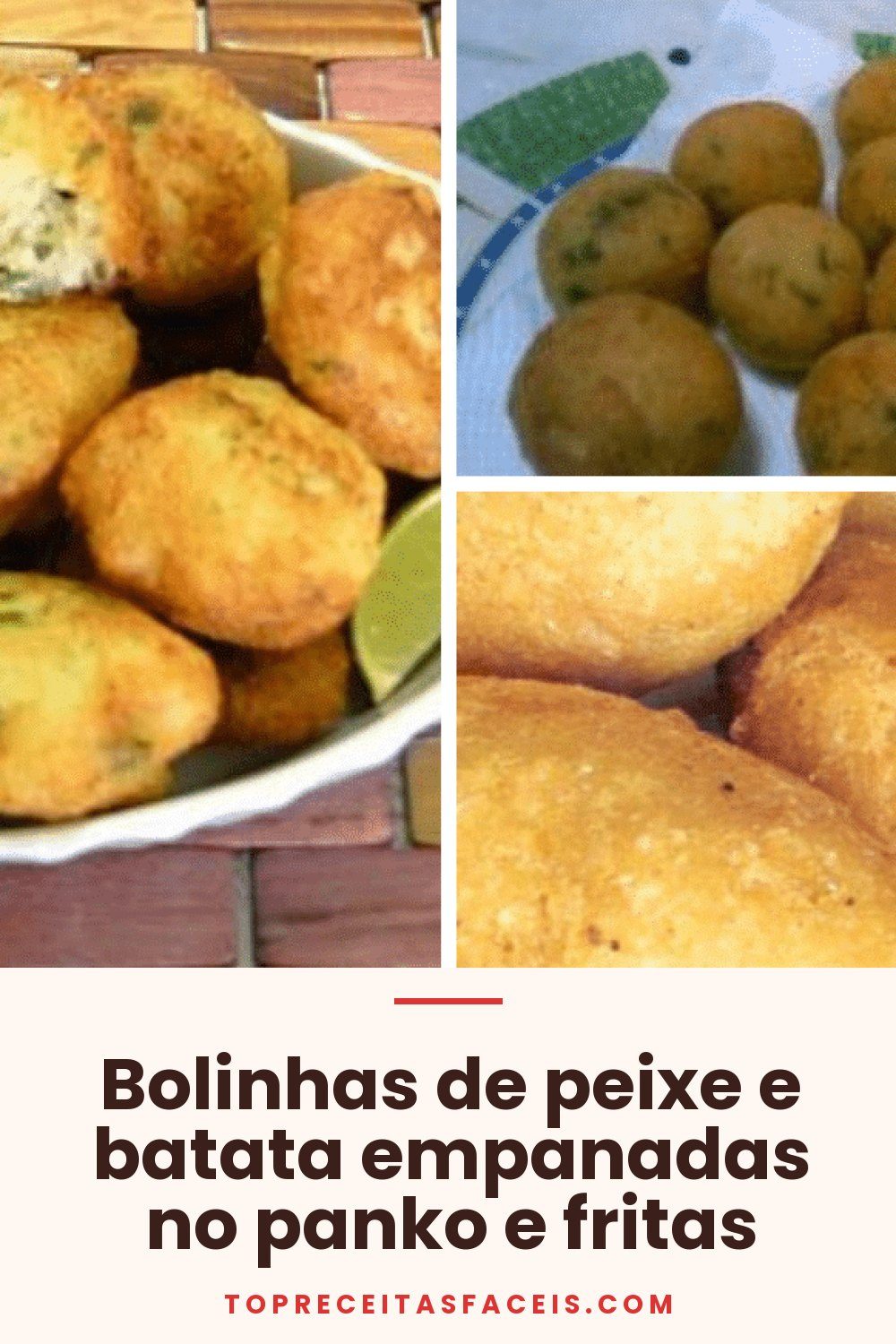Bolinhas de peixe e batata empanadas no panko e fritas