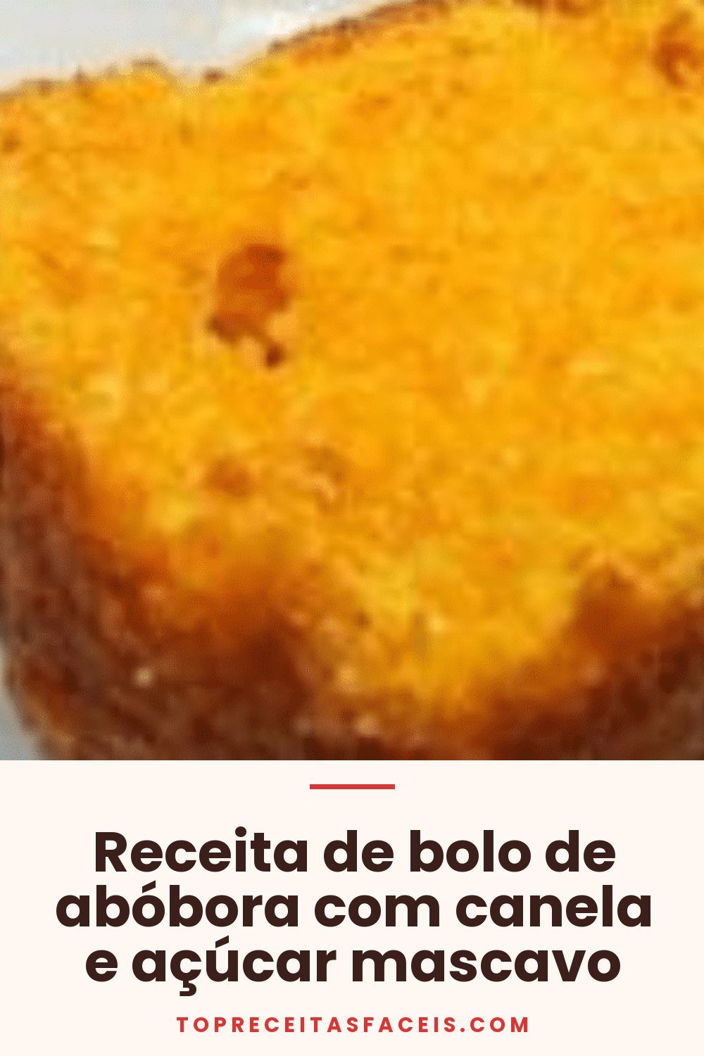 Receita de bolo de abóbora com canela e açúcar mascavo