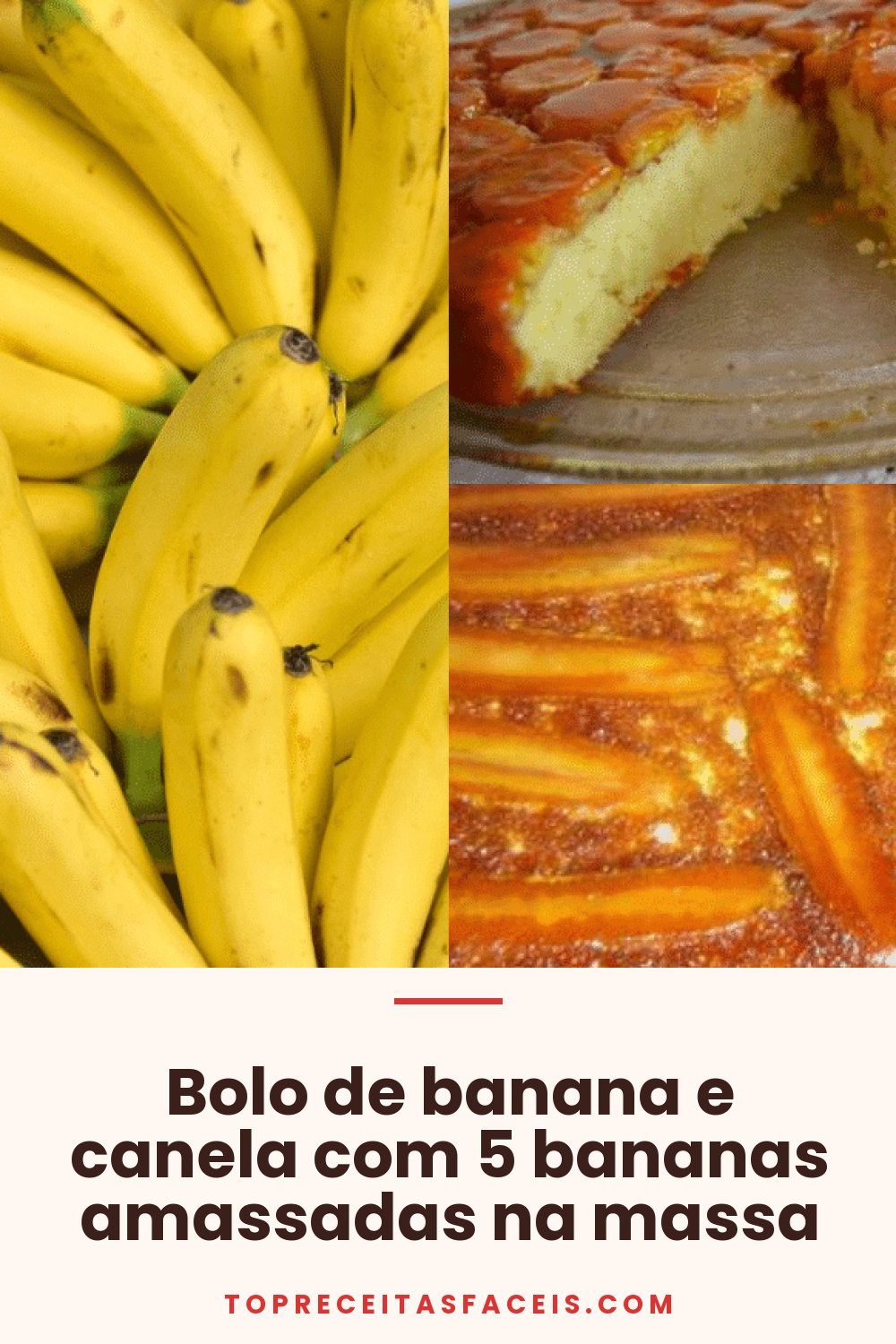 Bolo de banana e canela com 5 bananas amassadas na massa