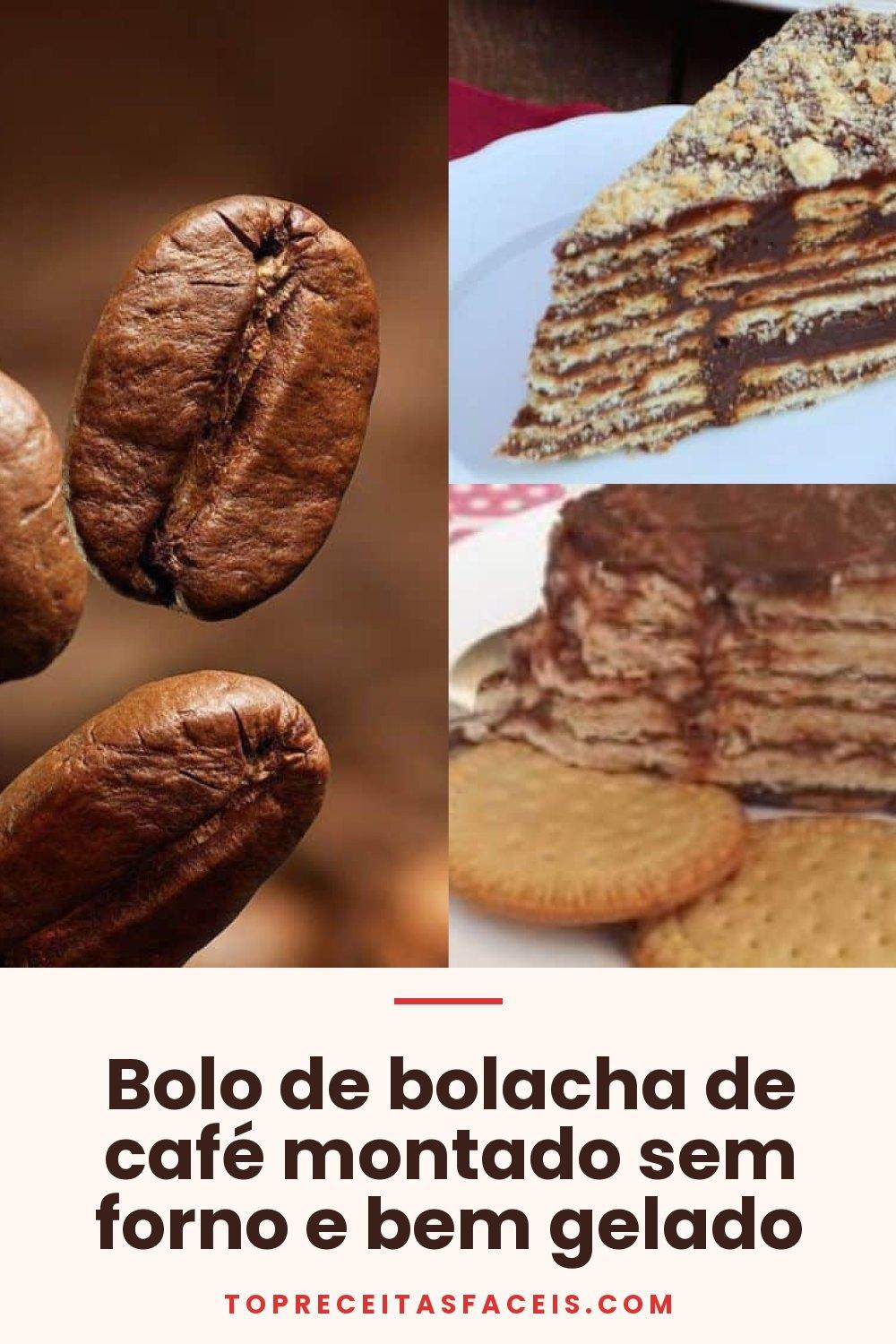 Bolo de bolacha de café montado sem forno e bem gelado