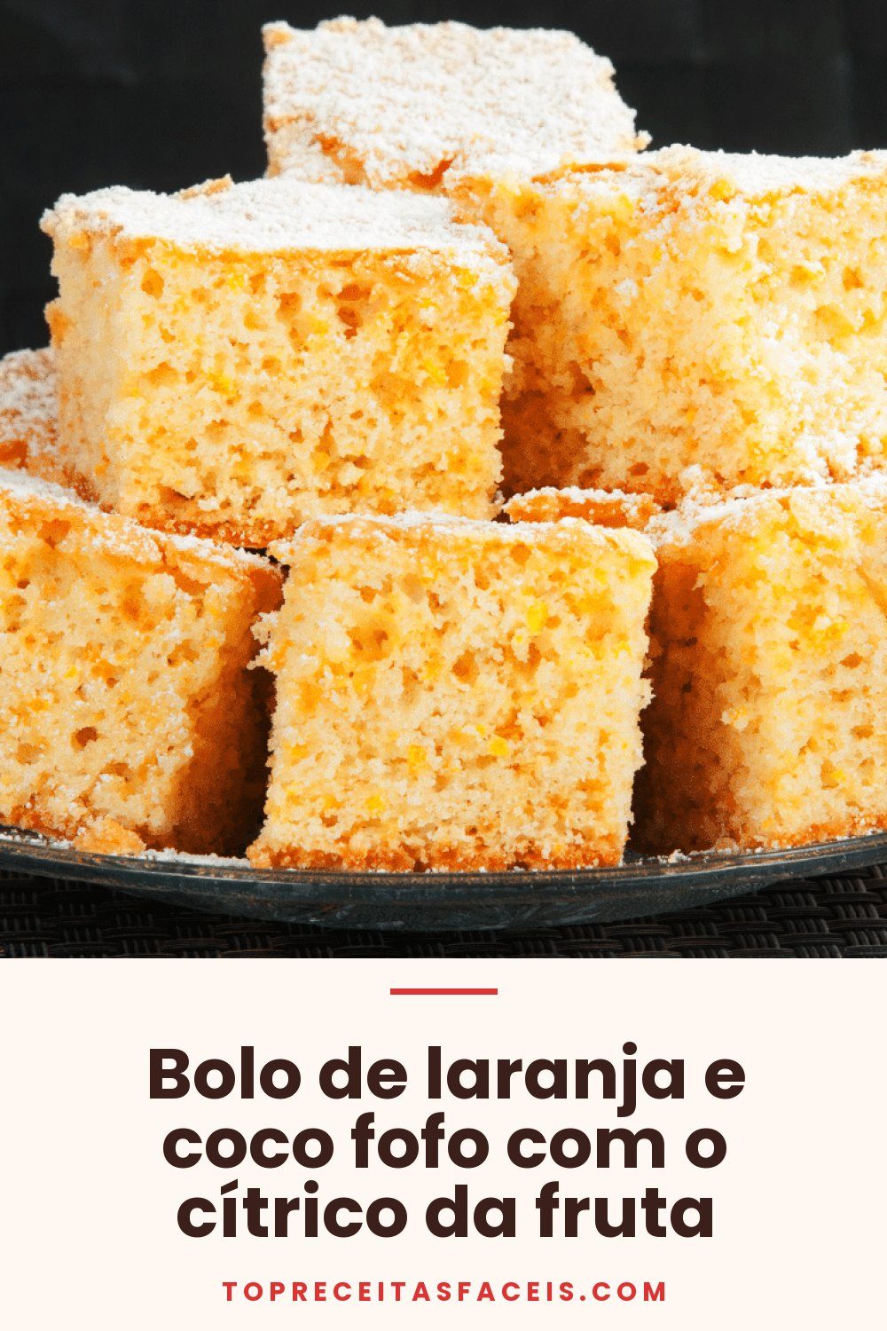 Bolo de laranja e coco fofo com o cítrico da fruta
