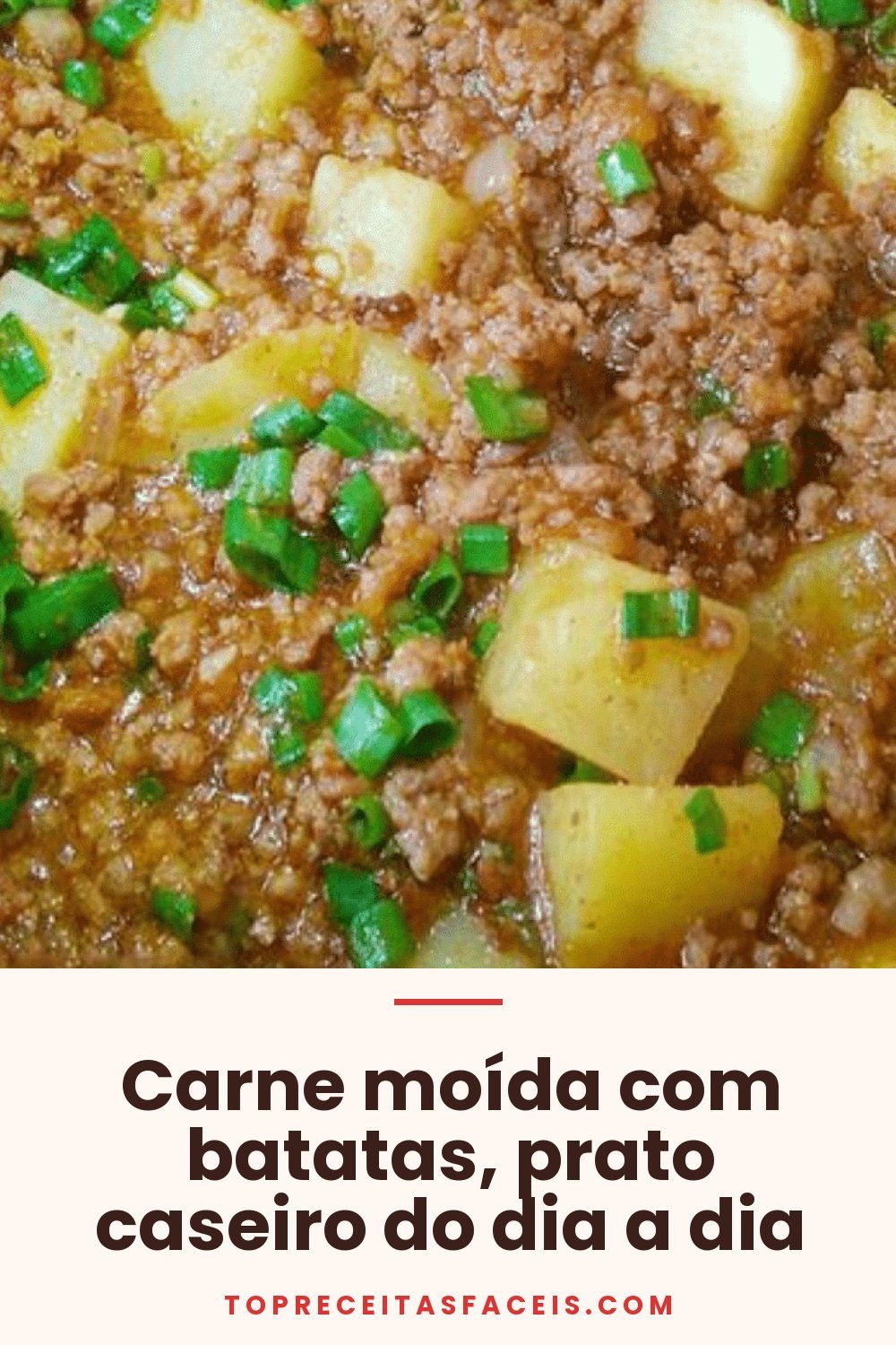 Carne moída com batatas, prato caseiro do dia a dia