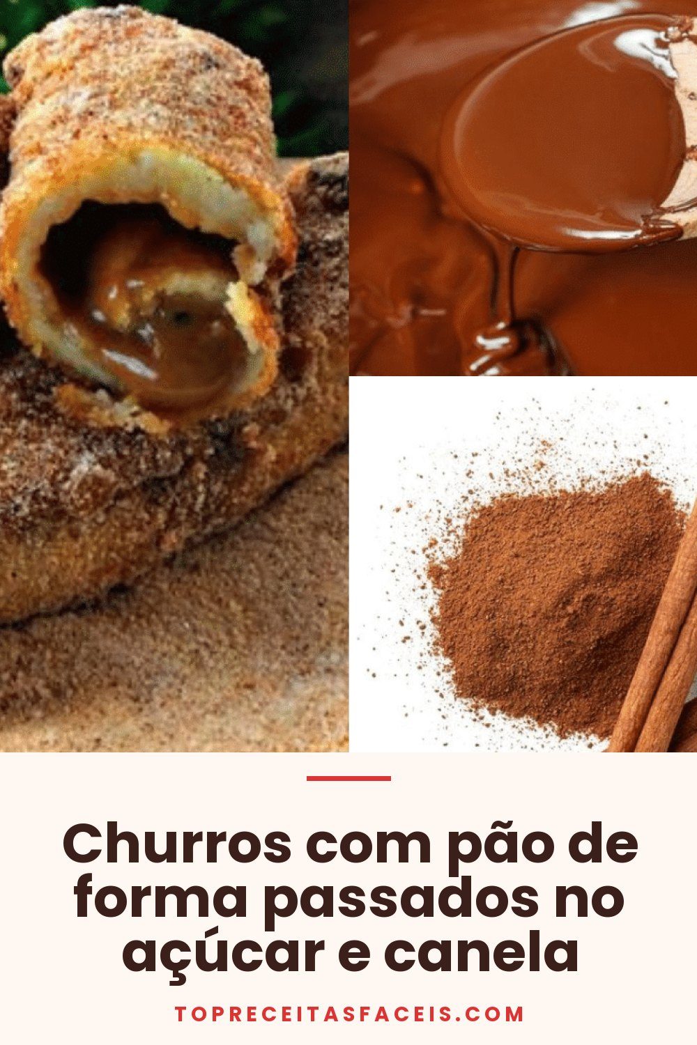 Churros com pão de forma passados no açúcar e canela