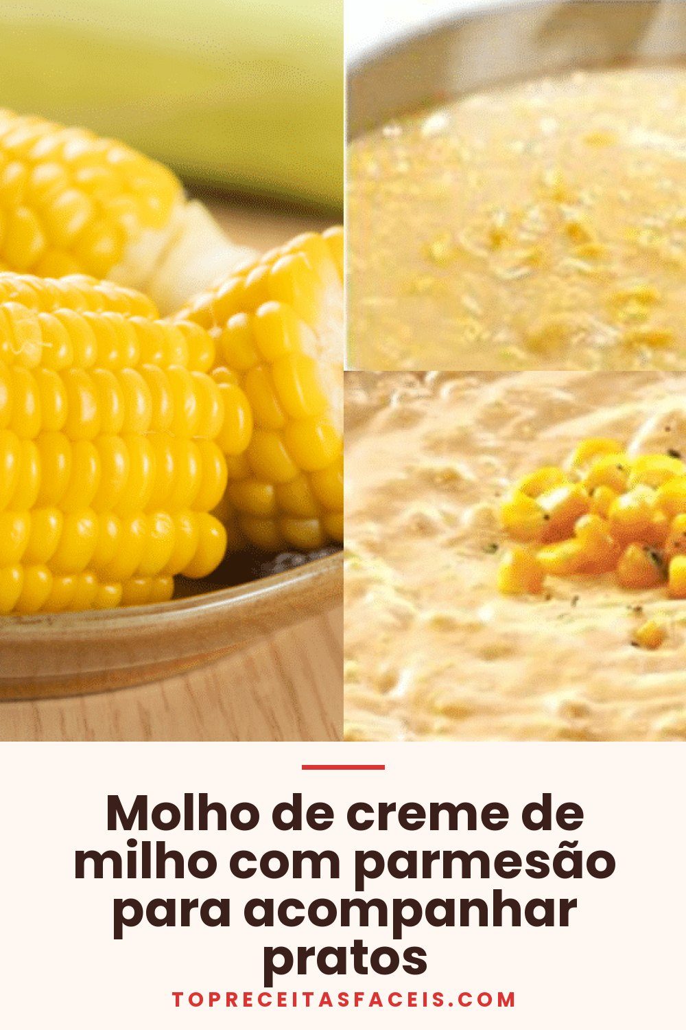 Molho de creme de milho com parmesão para acompanhar pratos