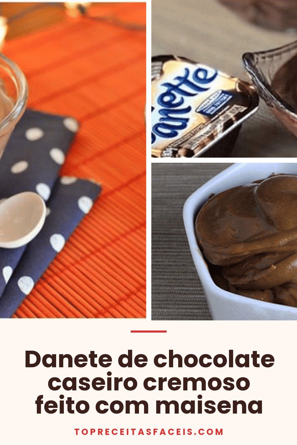 Danete de chocolate caseiro cremoso feito com maisena