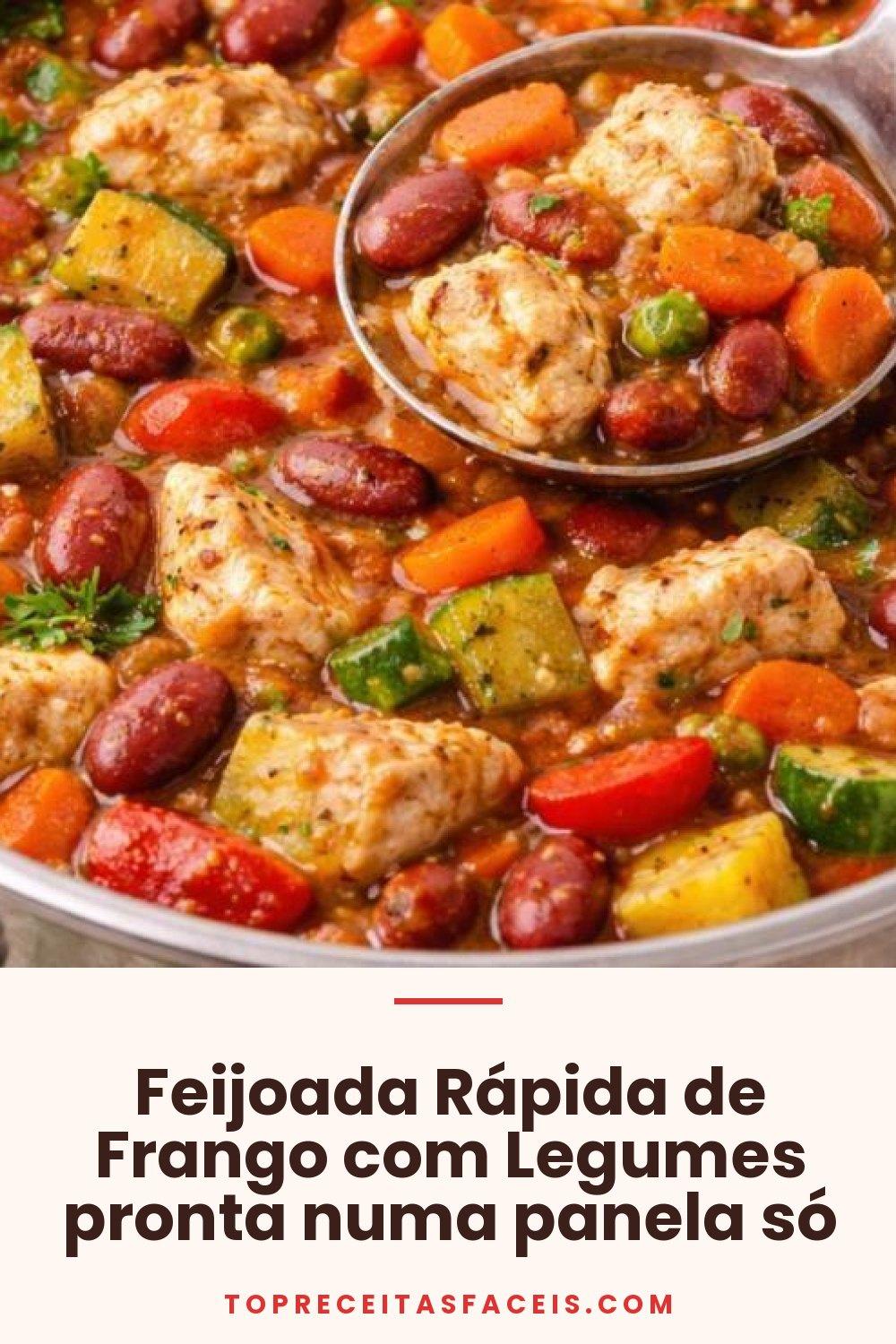 Feijoada Rápida de Frango com Legumes pronta numa panela só