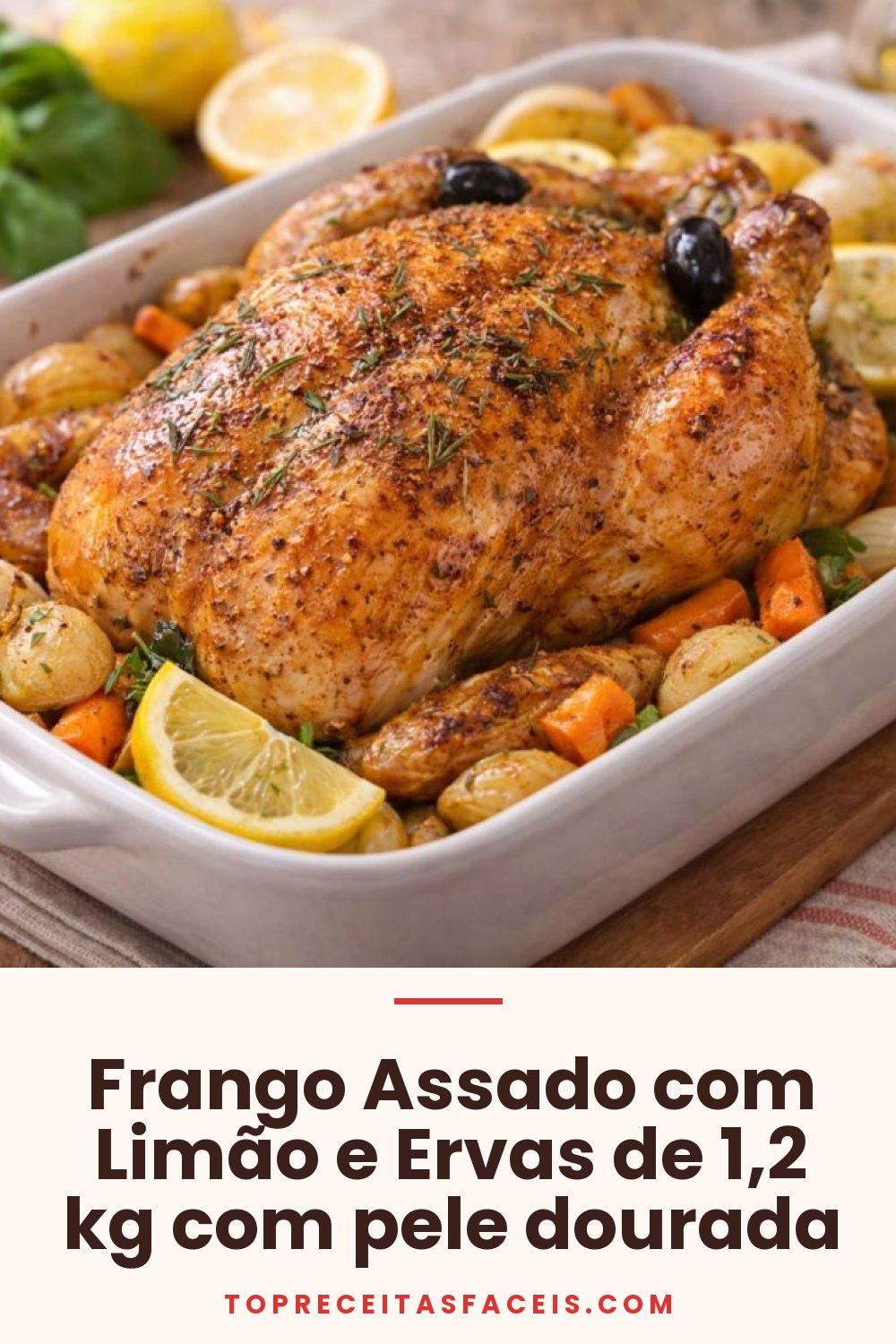 Frango Assado com Limão e Ervas de 1,2 kg com pele dourada