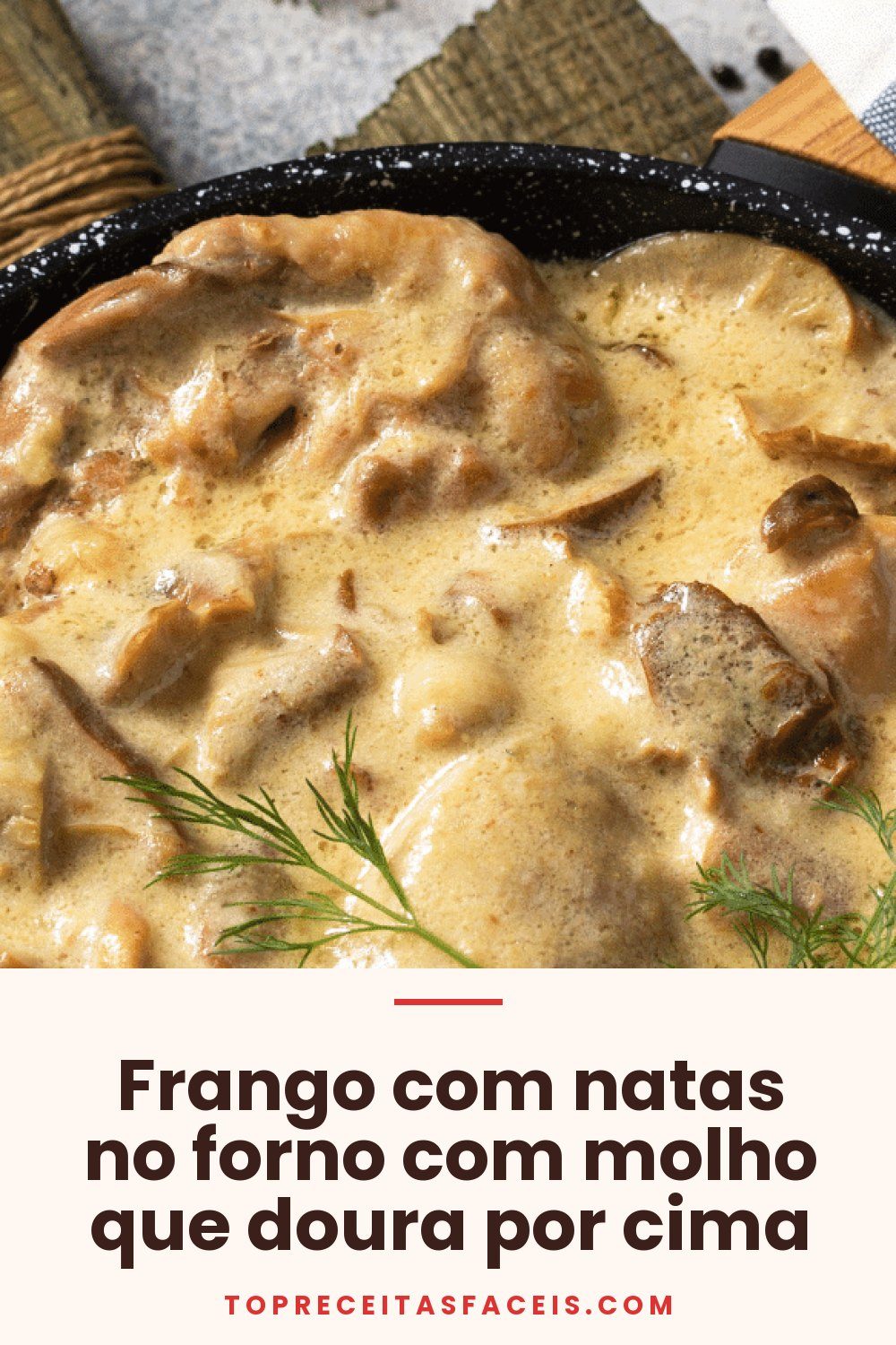 Frango com natas no forno com molho que doura por cima