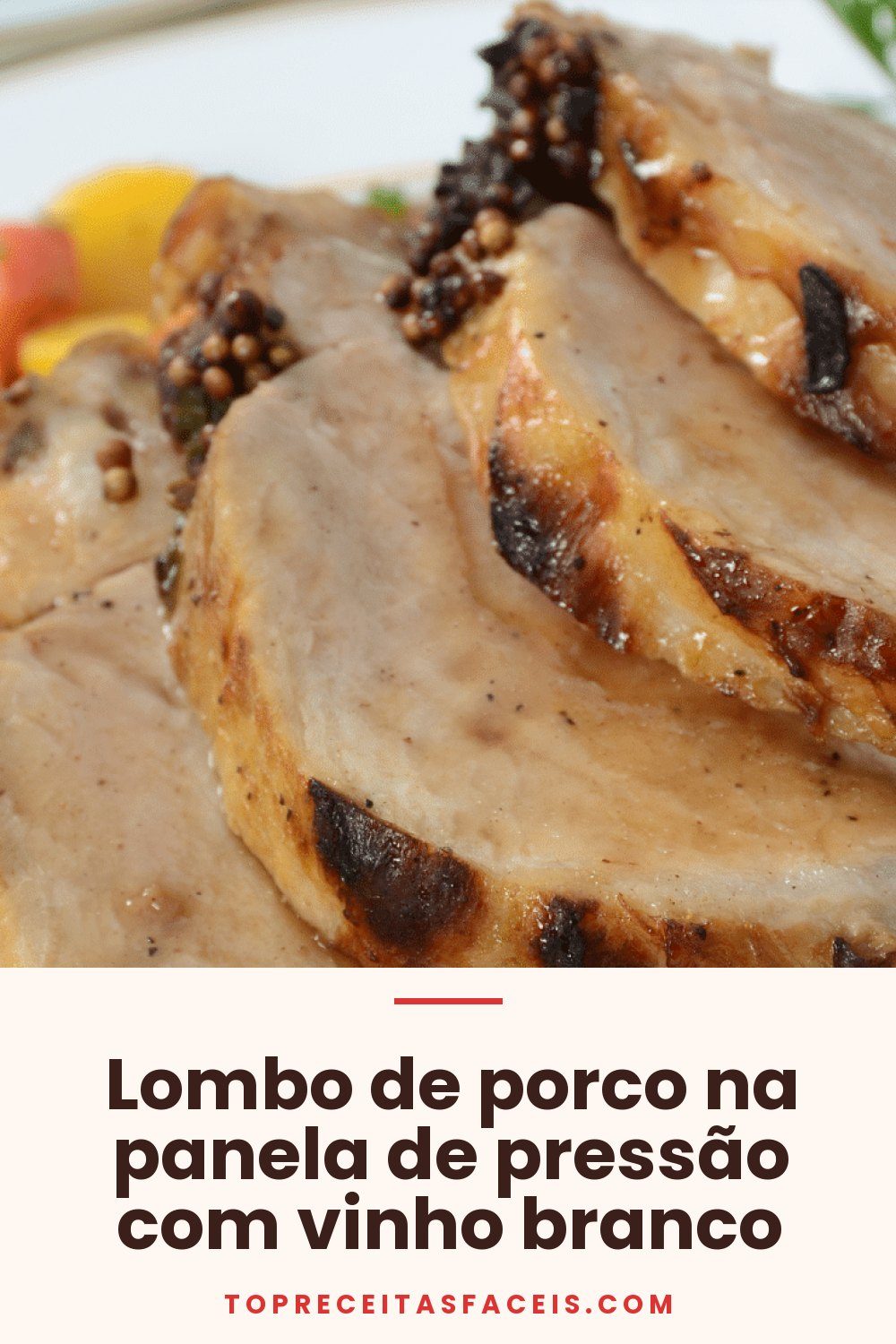 Lombo de porco na panela de pressão com vinho branco