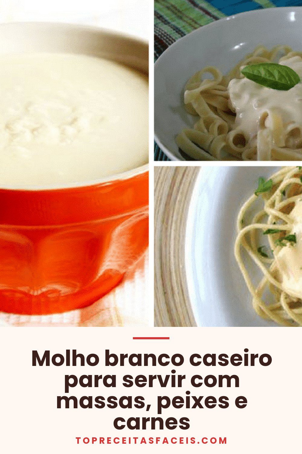 Molho branco caseiro para servir com massas, peixes e carnes