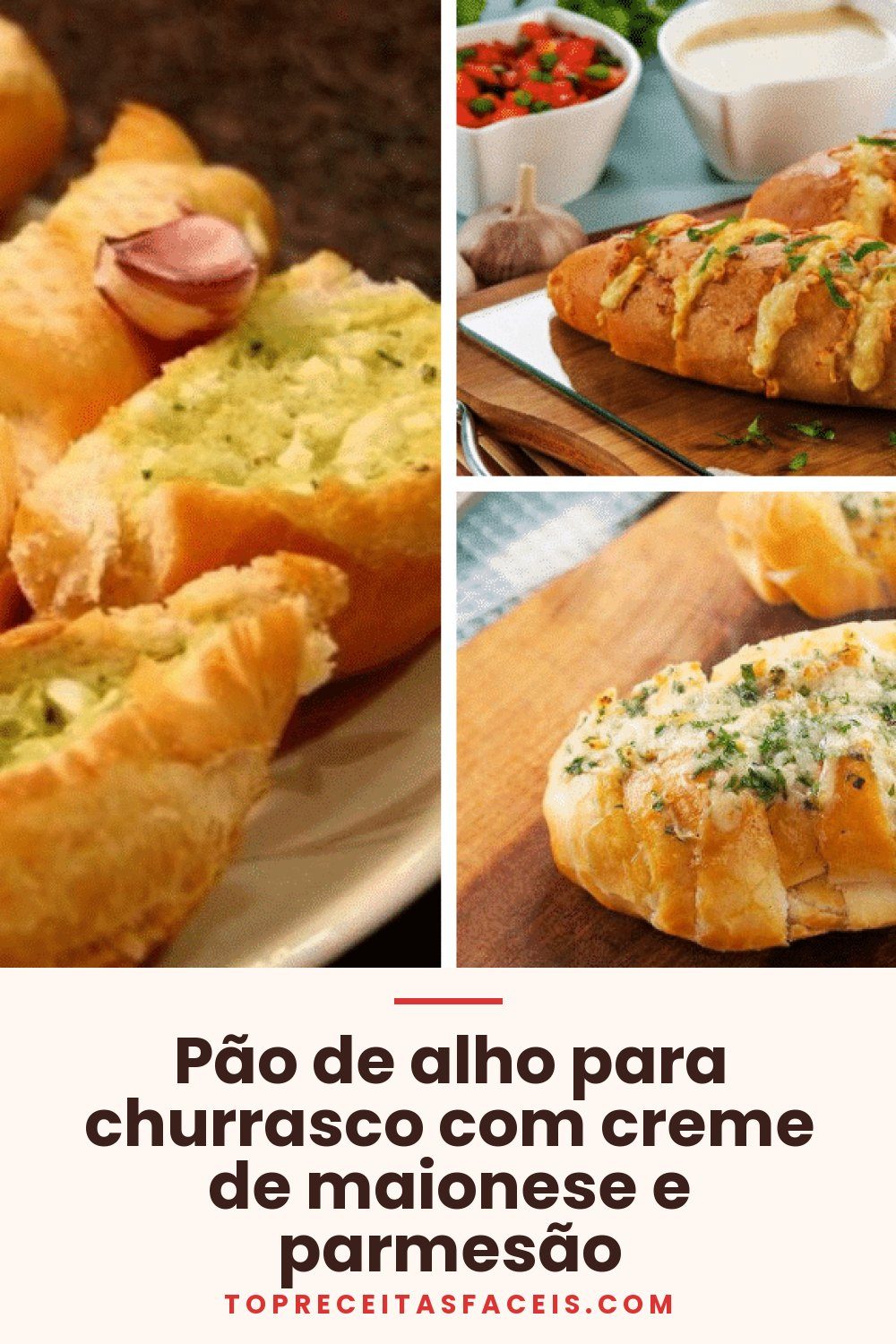 Pão de alho para churrasco com creme de maionese e parmesão