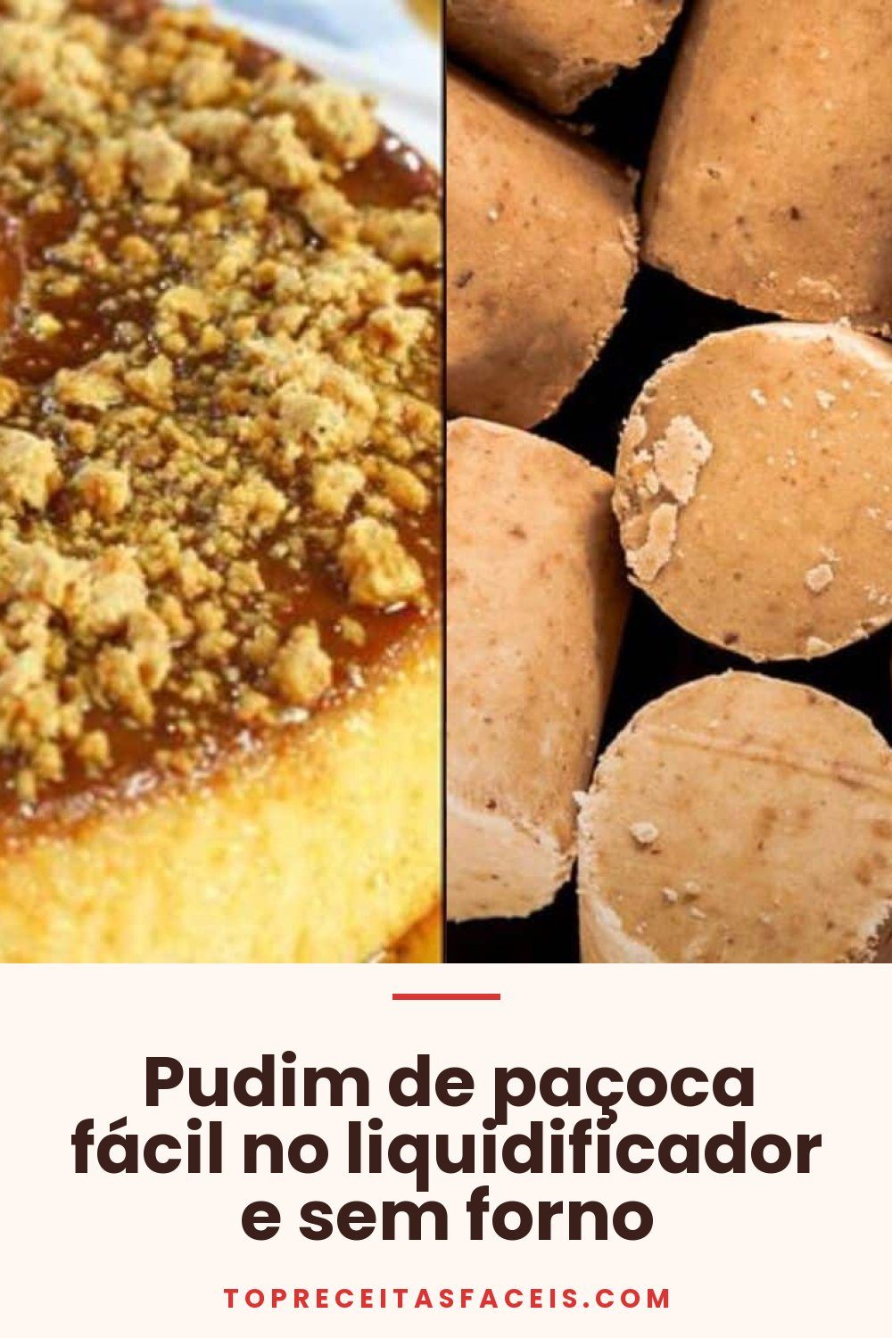 Pudim de paçoca fácil no liquidificador e sem forno
