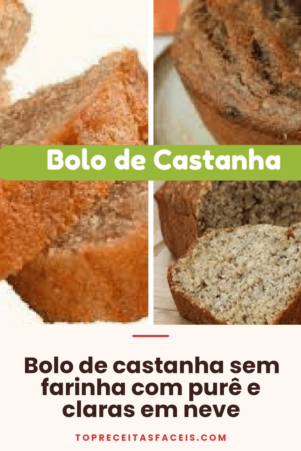 Bolo de castanha sem farinha com purê e claras em neve
