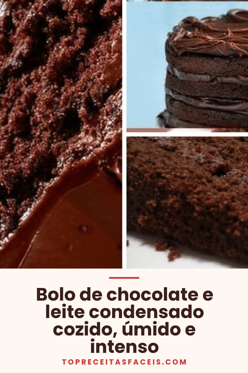 Bolo de chocolate e leite condensado cozido, úmido e intenso