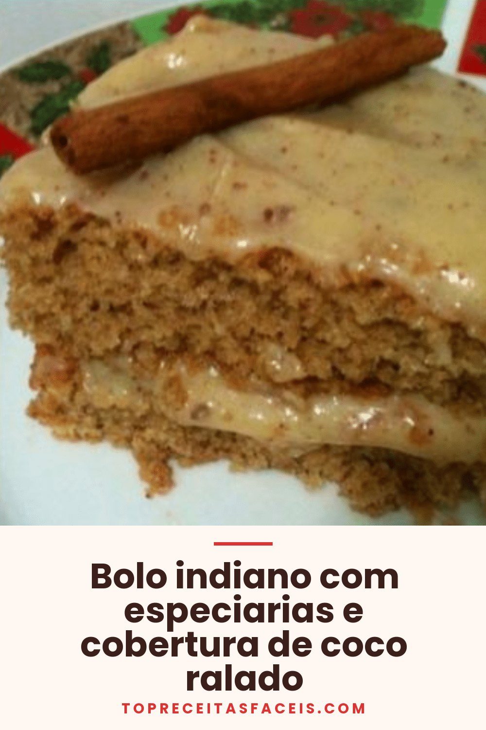 Bolo indiano com especiarias e cobertura de coco ralado