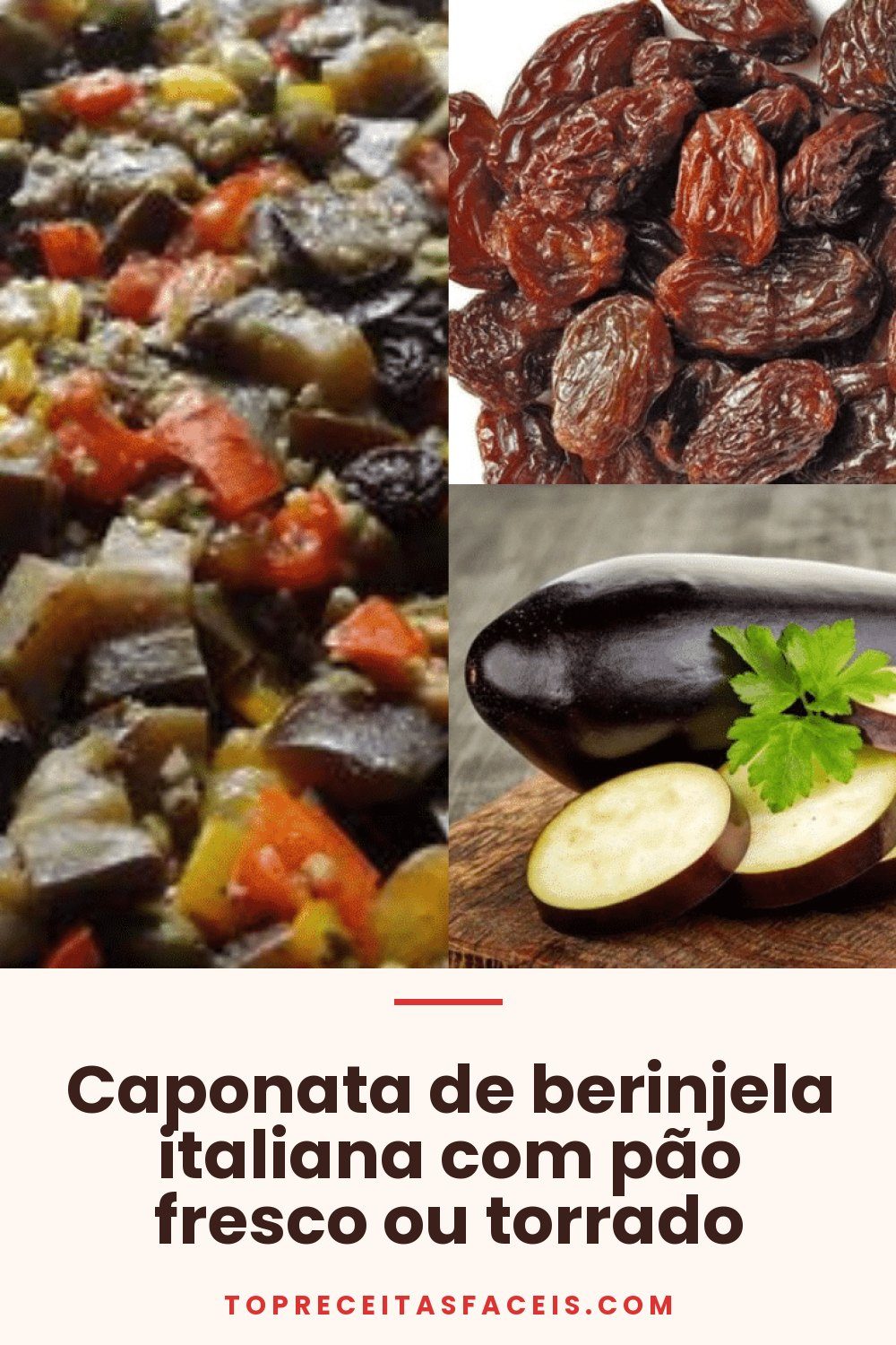 Caponata de berinjela italiana com pão fresco ou torrado