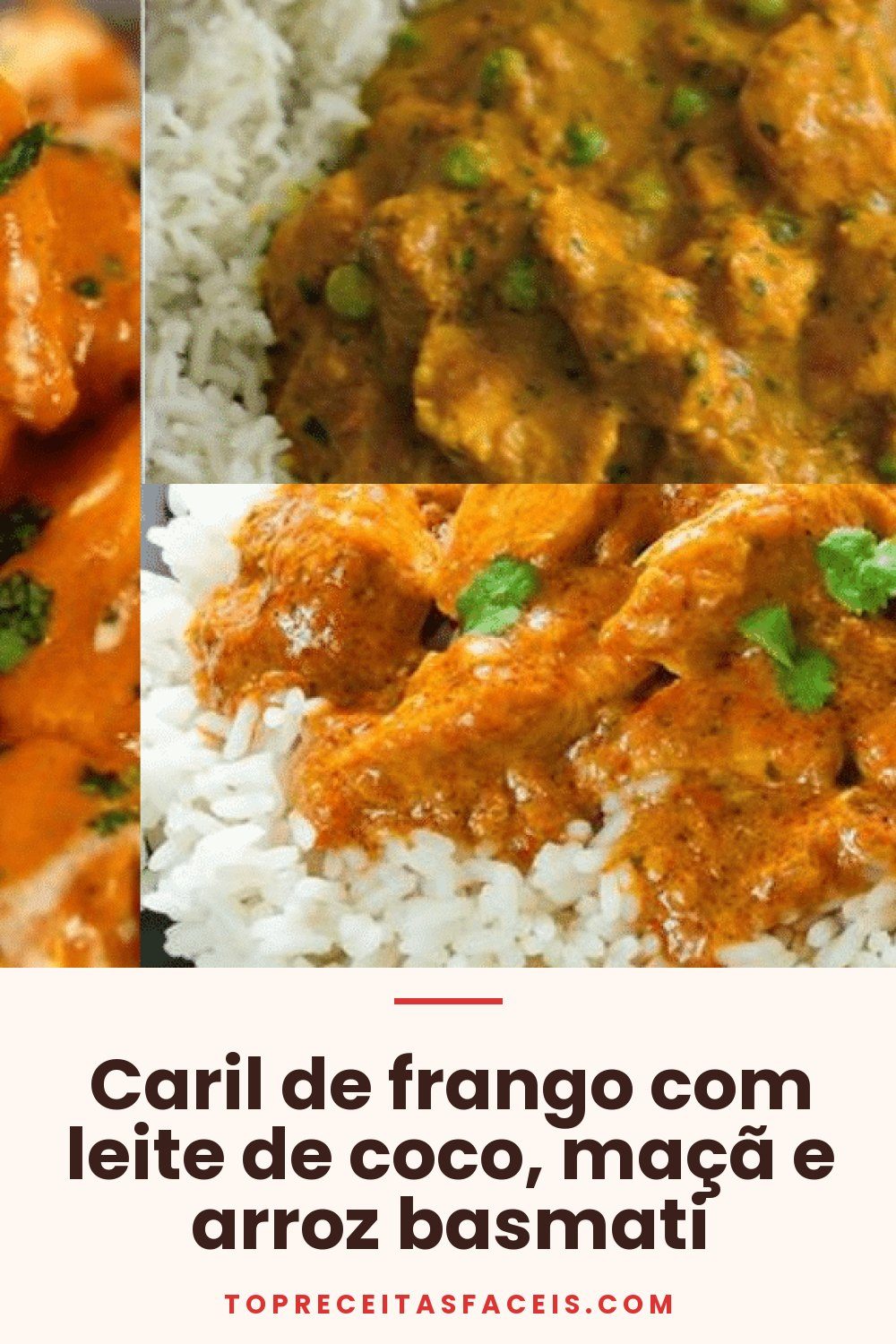 Caril de frango com leite de coco, maçã e arroz basmati
