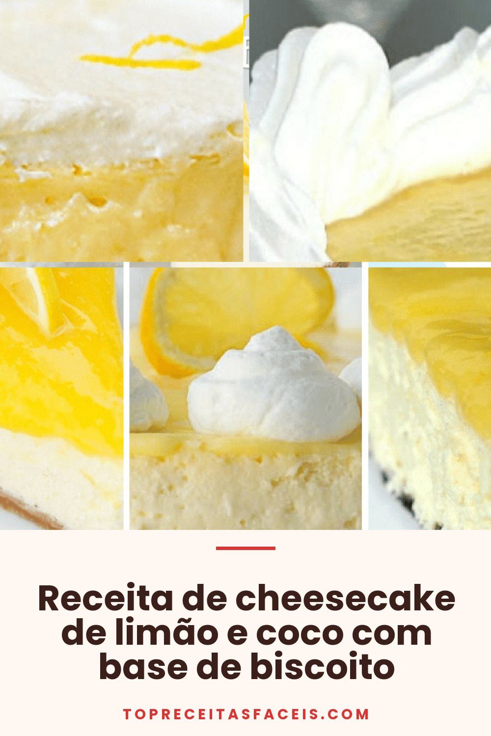 Receita de cheesecake de limão e coco com base de biscoito