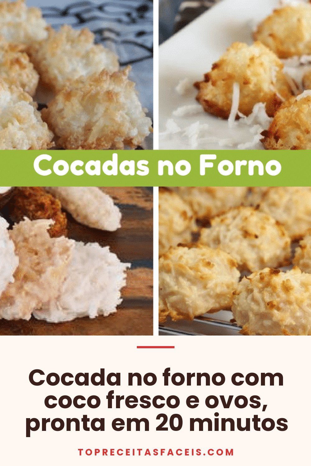 Cocada no forno com coco fresco e ovos, pronta em 20 minutos