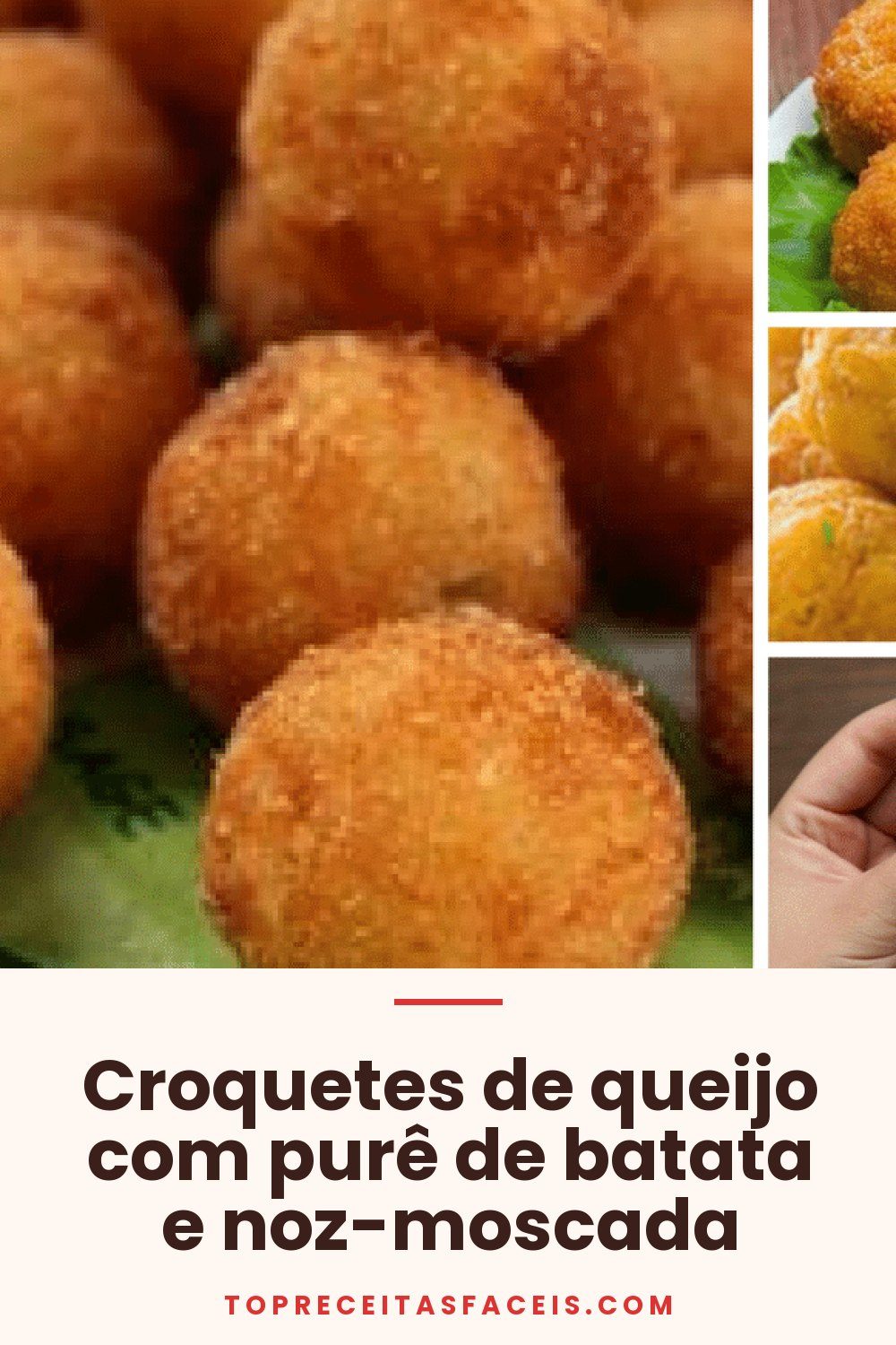 Croquetes de queijo com purê de batata e noz-moscada