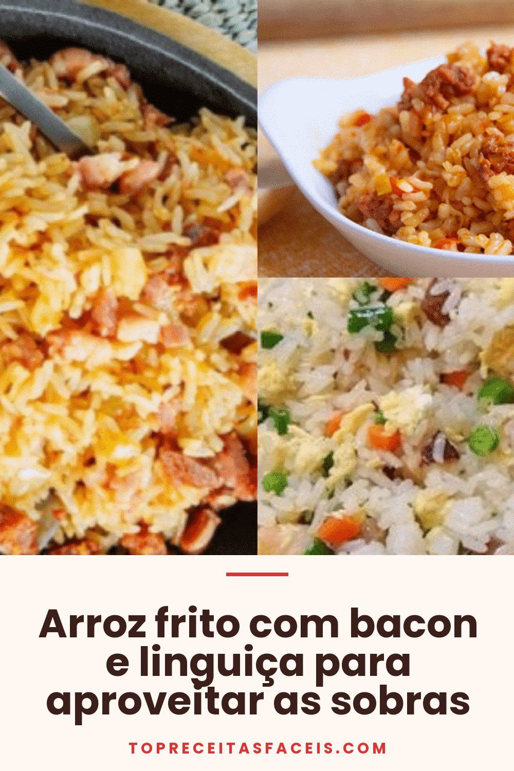 Arroz frito com bacon e linguiça para aproveitar as sobras