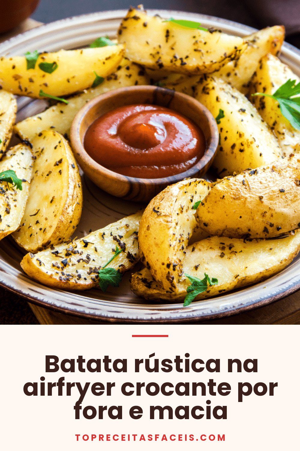 Batata rústica na airfryer crocante por fora e macia