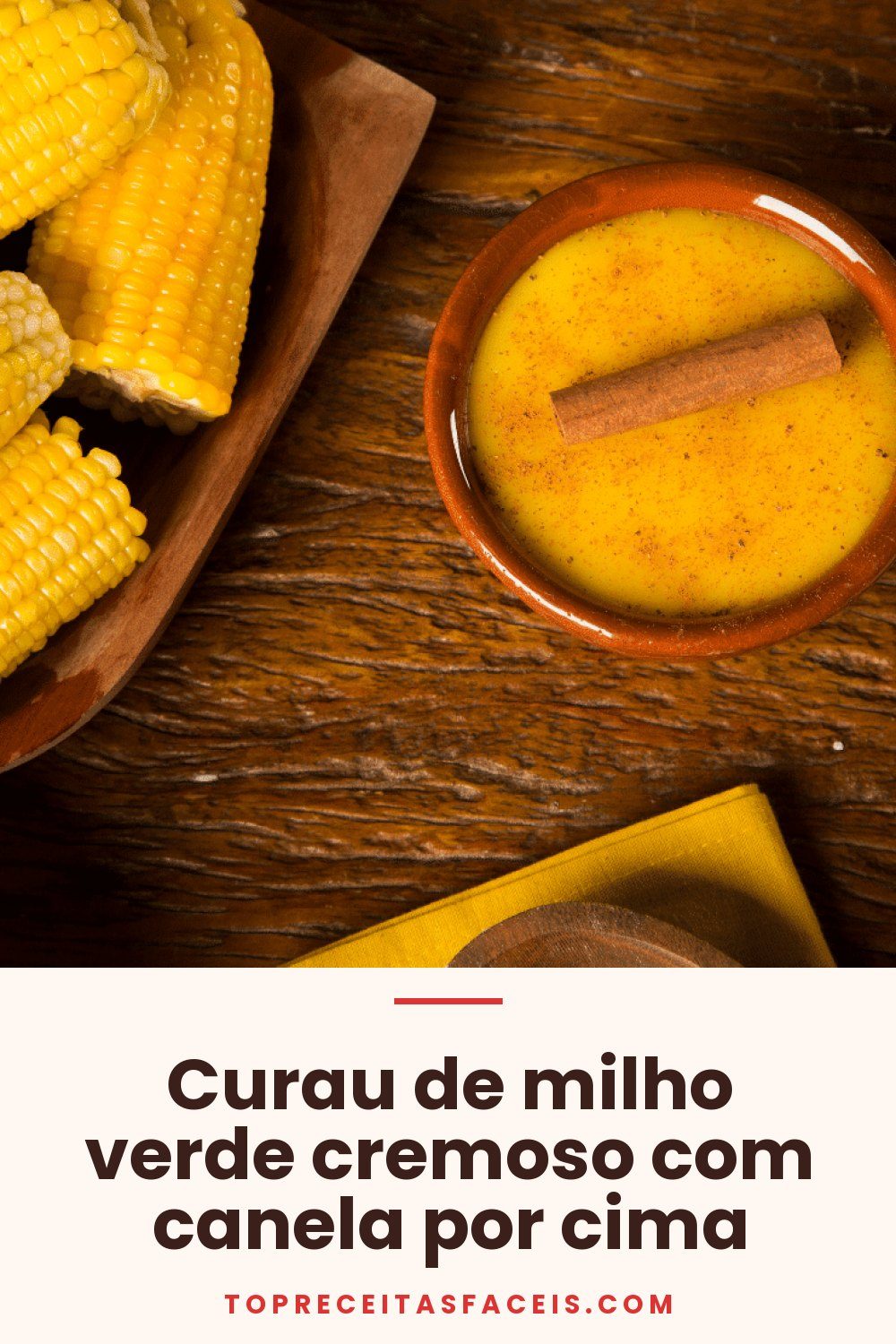 Curau de milho verde cremoso com canela por cima