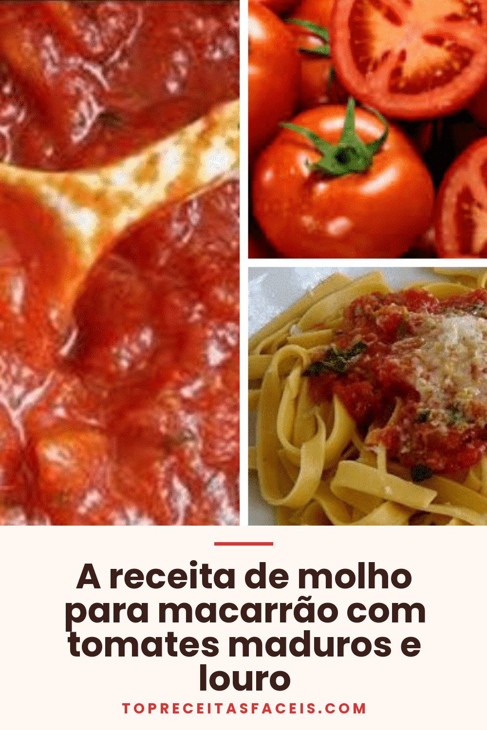 A receita de molho para macarrão com tomates maduros e louro