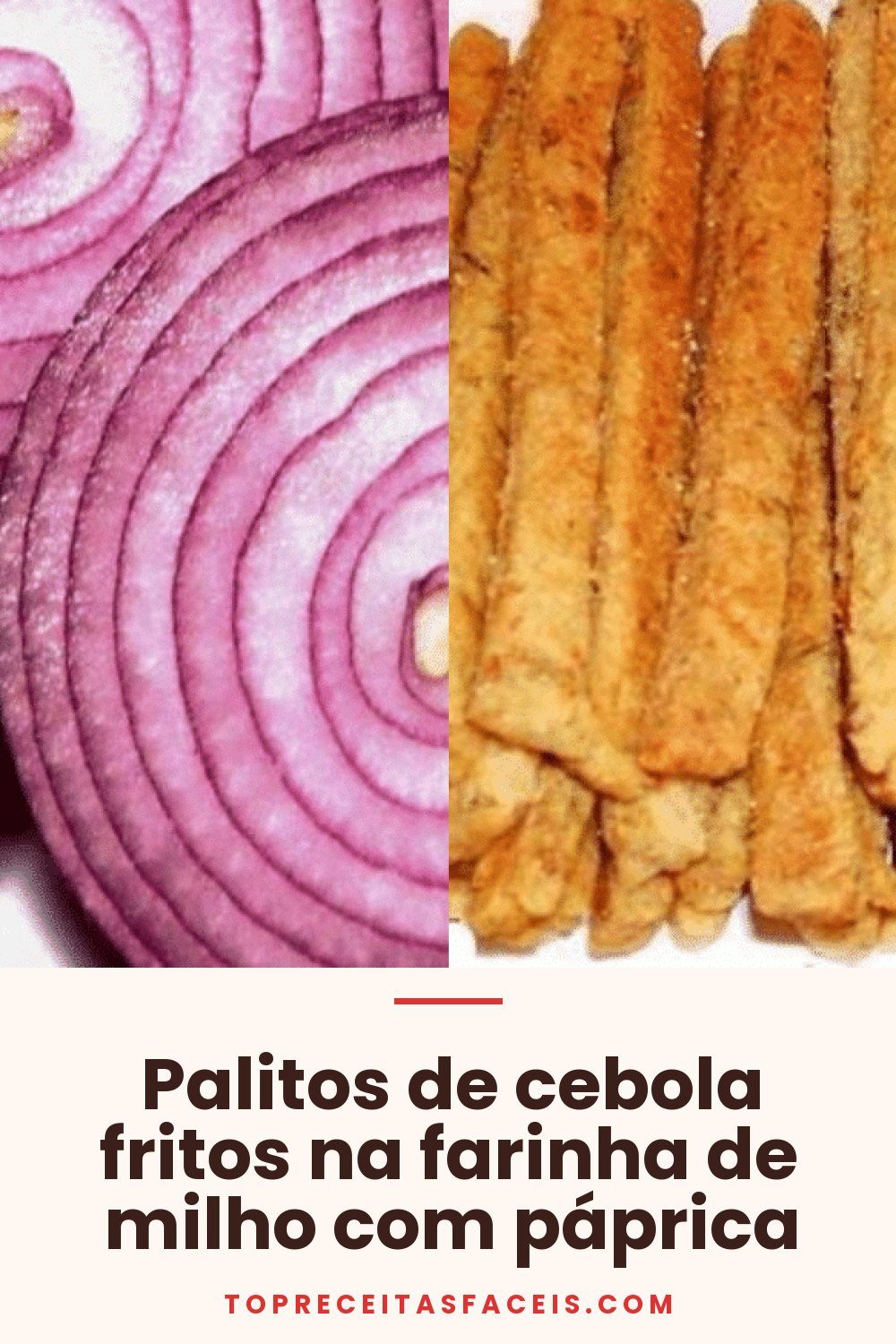 Palitos de cebola fritos na farinha de milho com páprica
