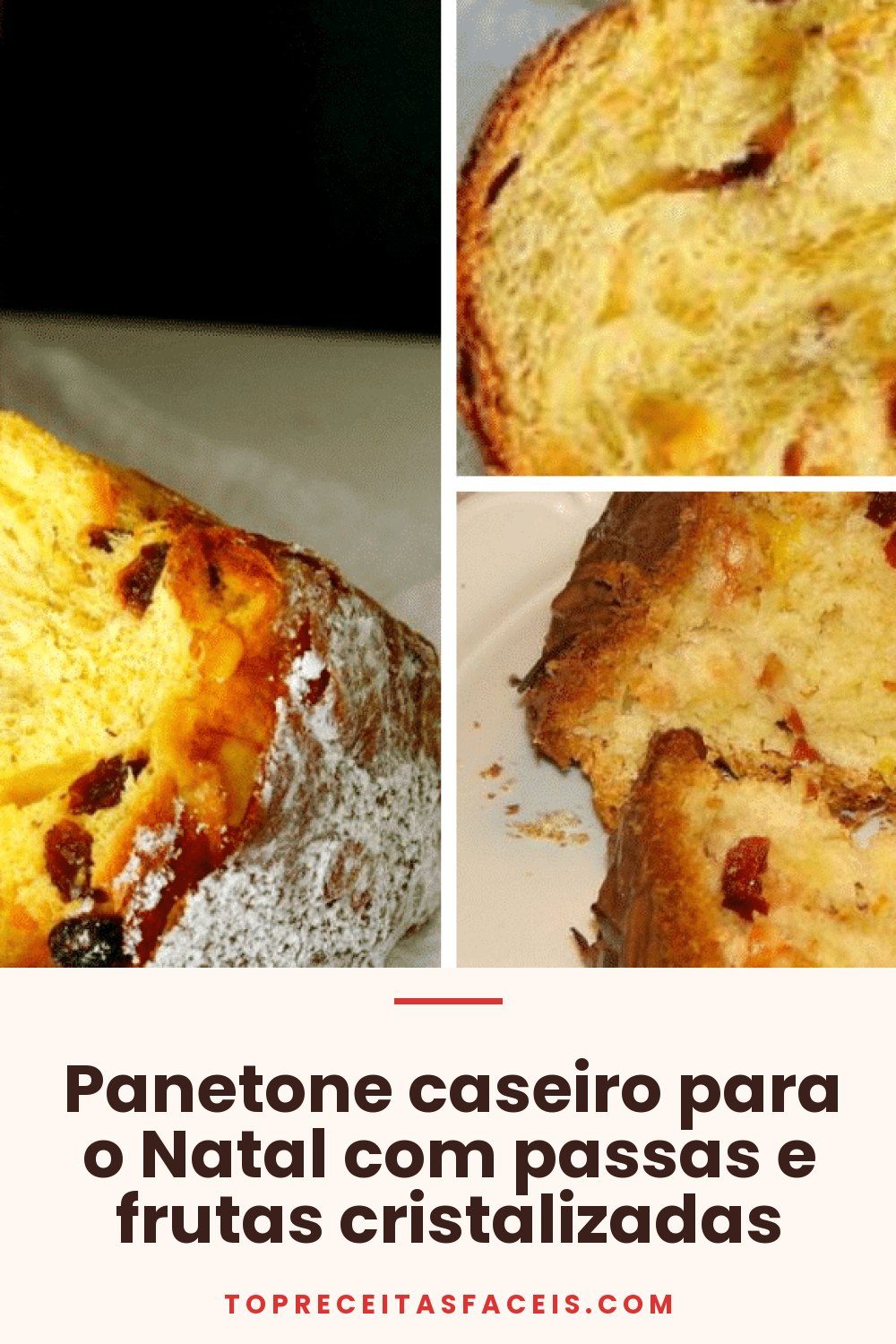 Panetone caseiro para o Natal com passas e frutas cristalizadas