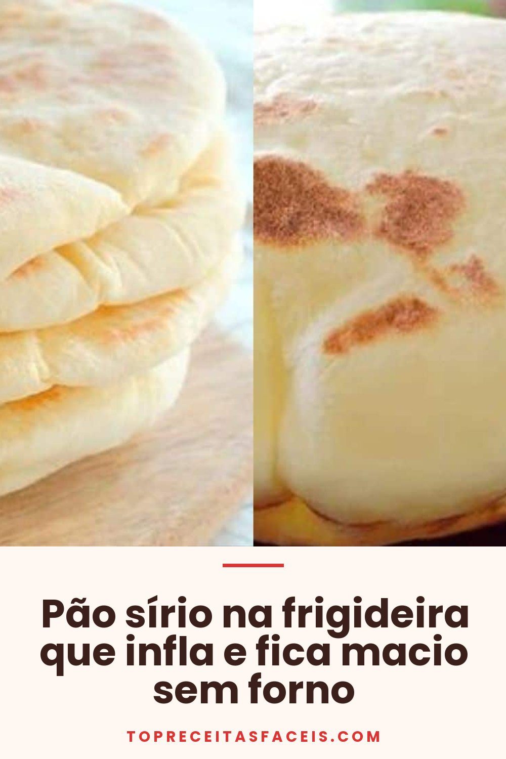 Pão sírio na frigideira que infla e fica macio sem forno