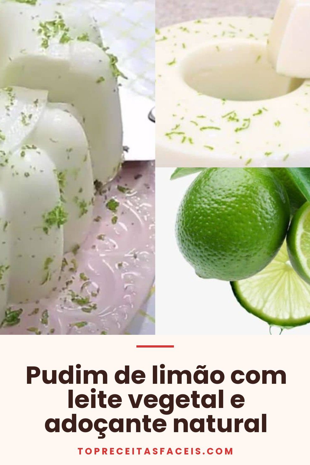 Pudim de limão com leite vegetal e adoçante natural