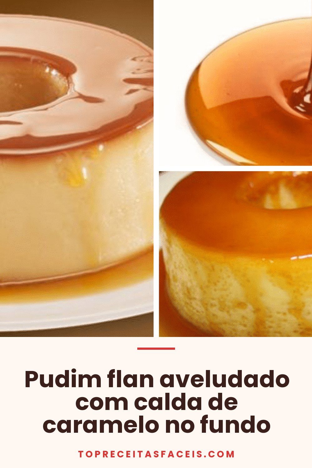 Pudim flan aveludado com calda de caramelo no fundo