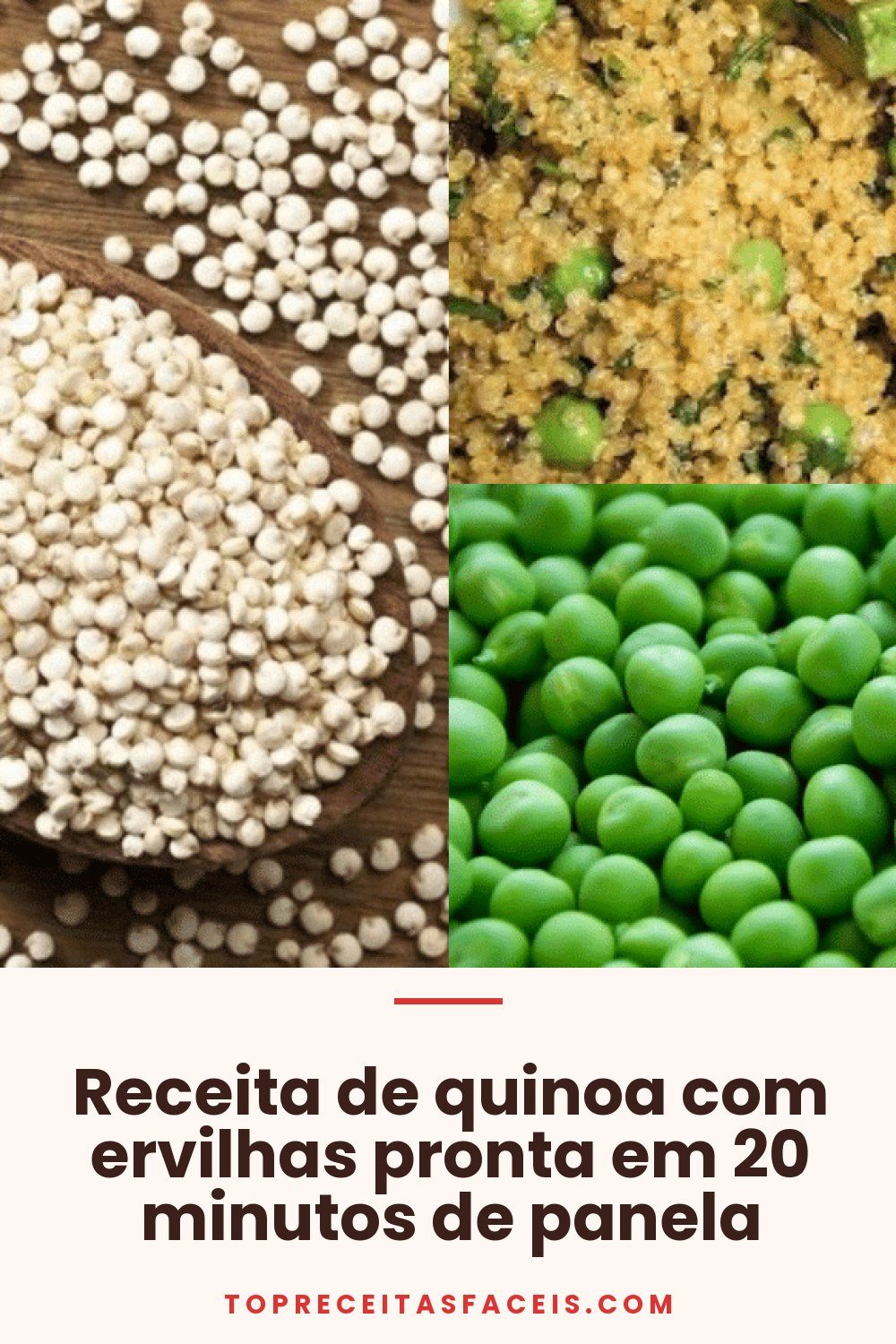 Receita de quinoa com ervilhas pronta em 20 minutos de panela