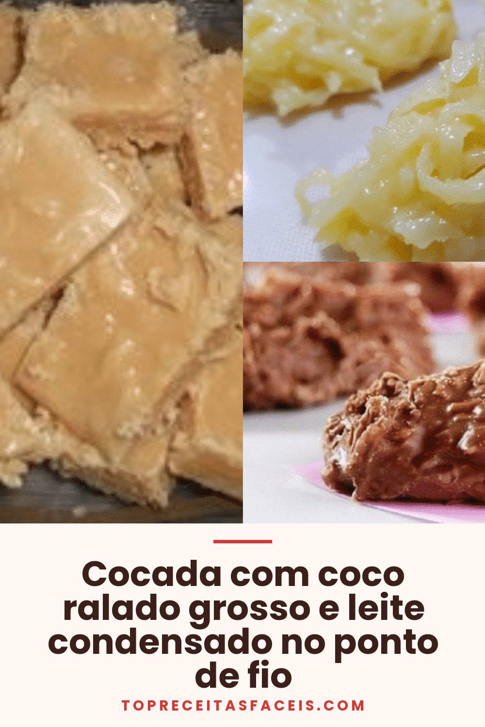 Cocada com coco ralado grosso e leite condensado no ponto de fio
