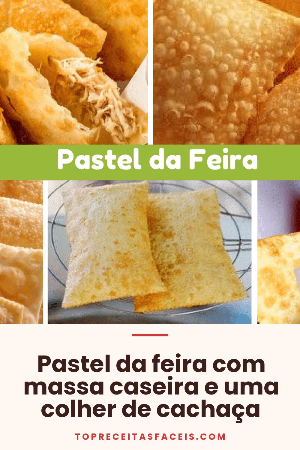 Pastel da feira com massa caseira e uma colher de cachaça