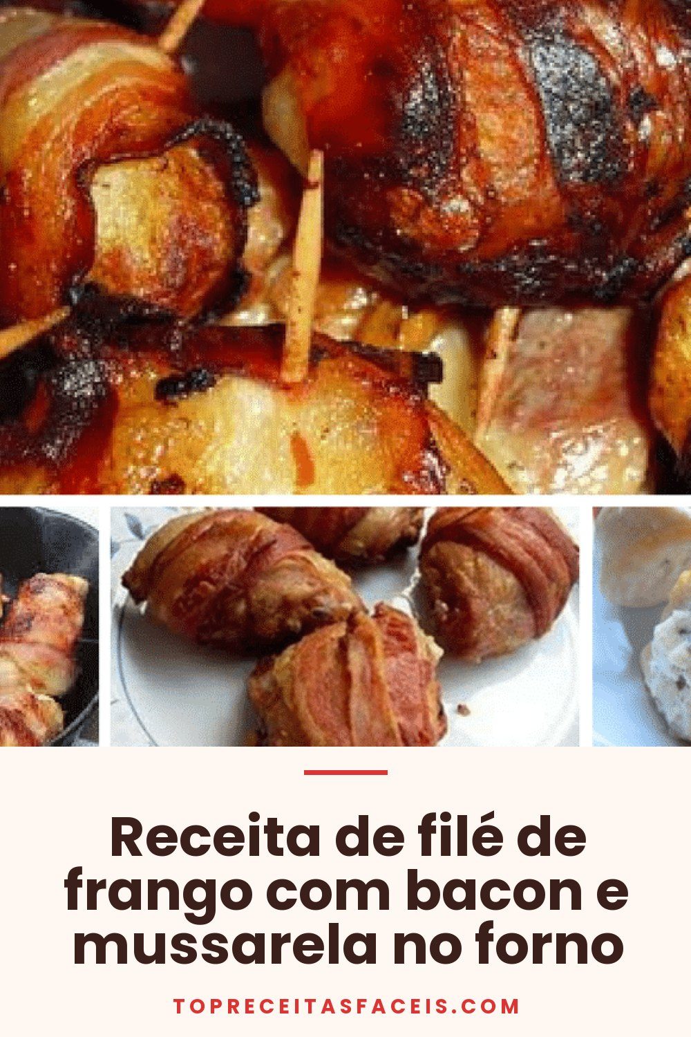 Receita de filé de frango com bacon e mussarela no forno