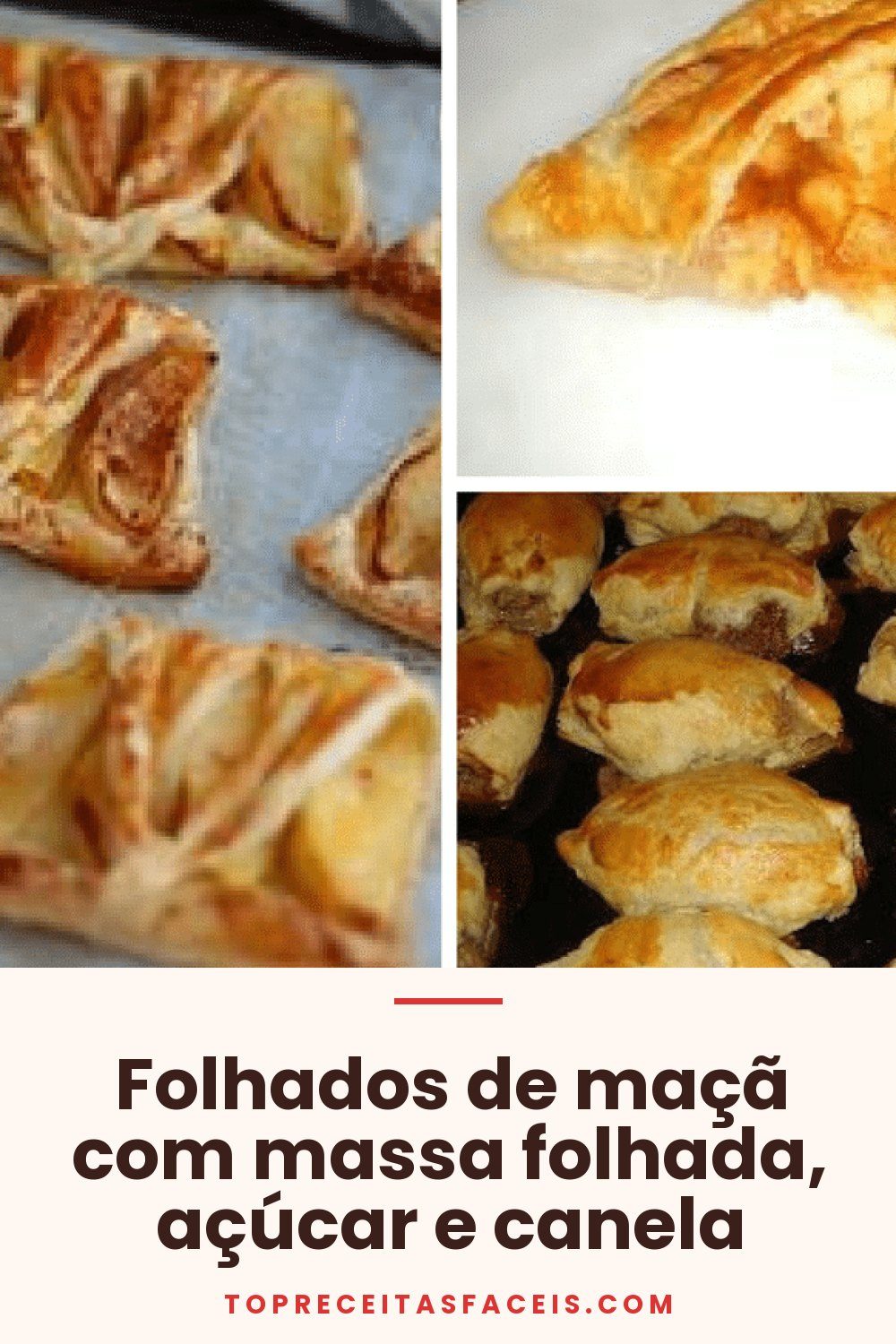 Folhados de maçã com massa folhada, açúcar e canela