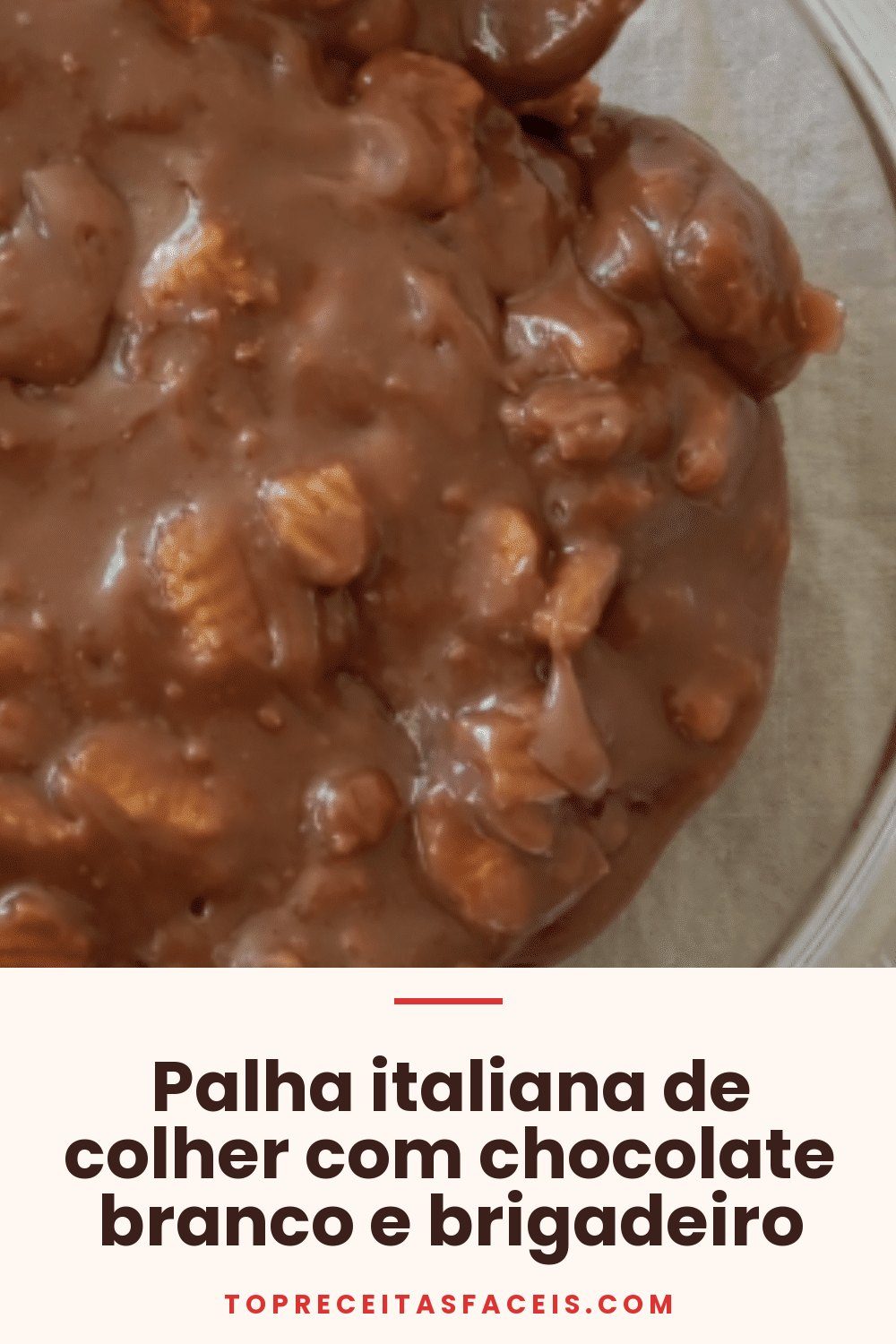 Palha italiana de colher com chocolate branco e brigadeiro