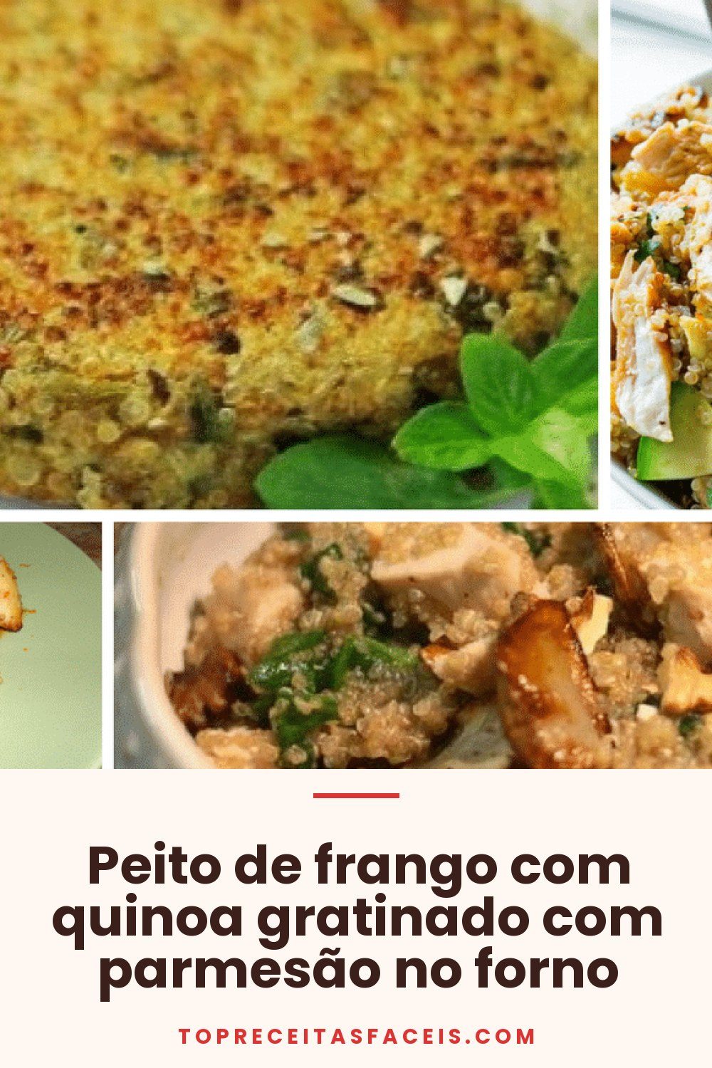 Peito de frango com quinoa gratinado com parmesão no forno