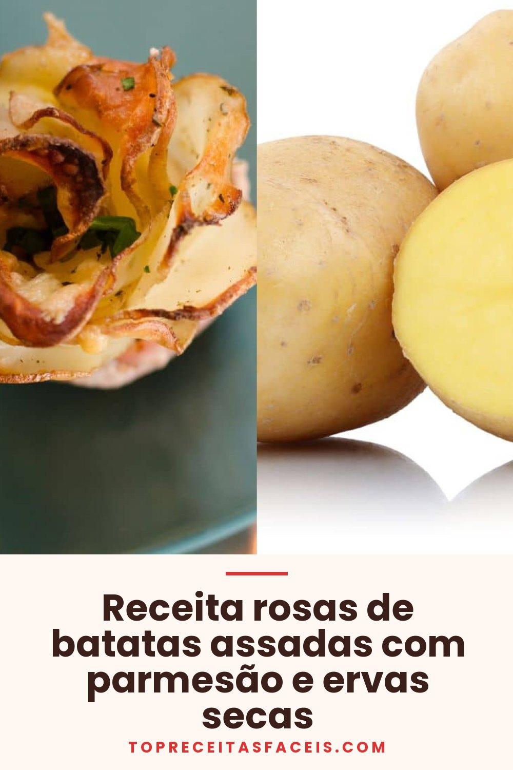Receita rosas de batatas assadas com parmesão e ervas secas