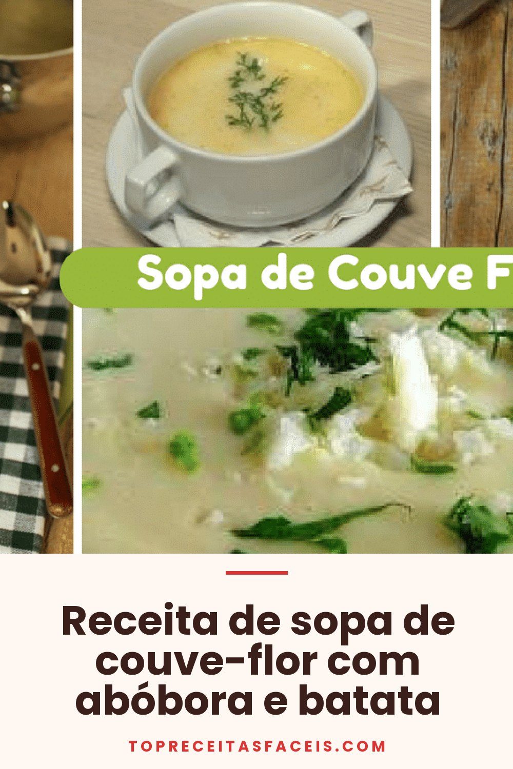 Receita de sopa de couve-flor com abóbora e batata