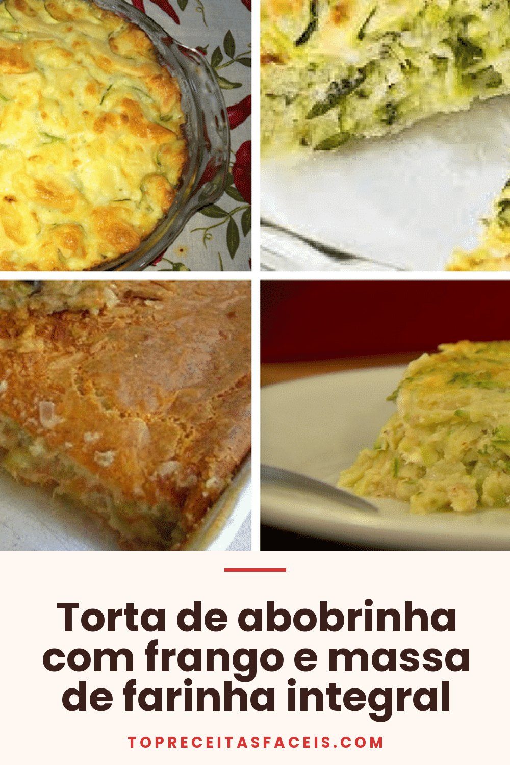Torta de abobrinha com frango e massa de farinha integral