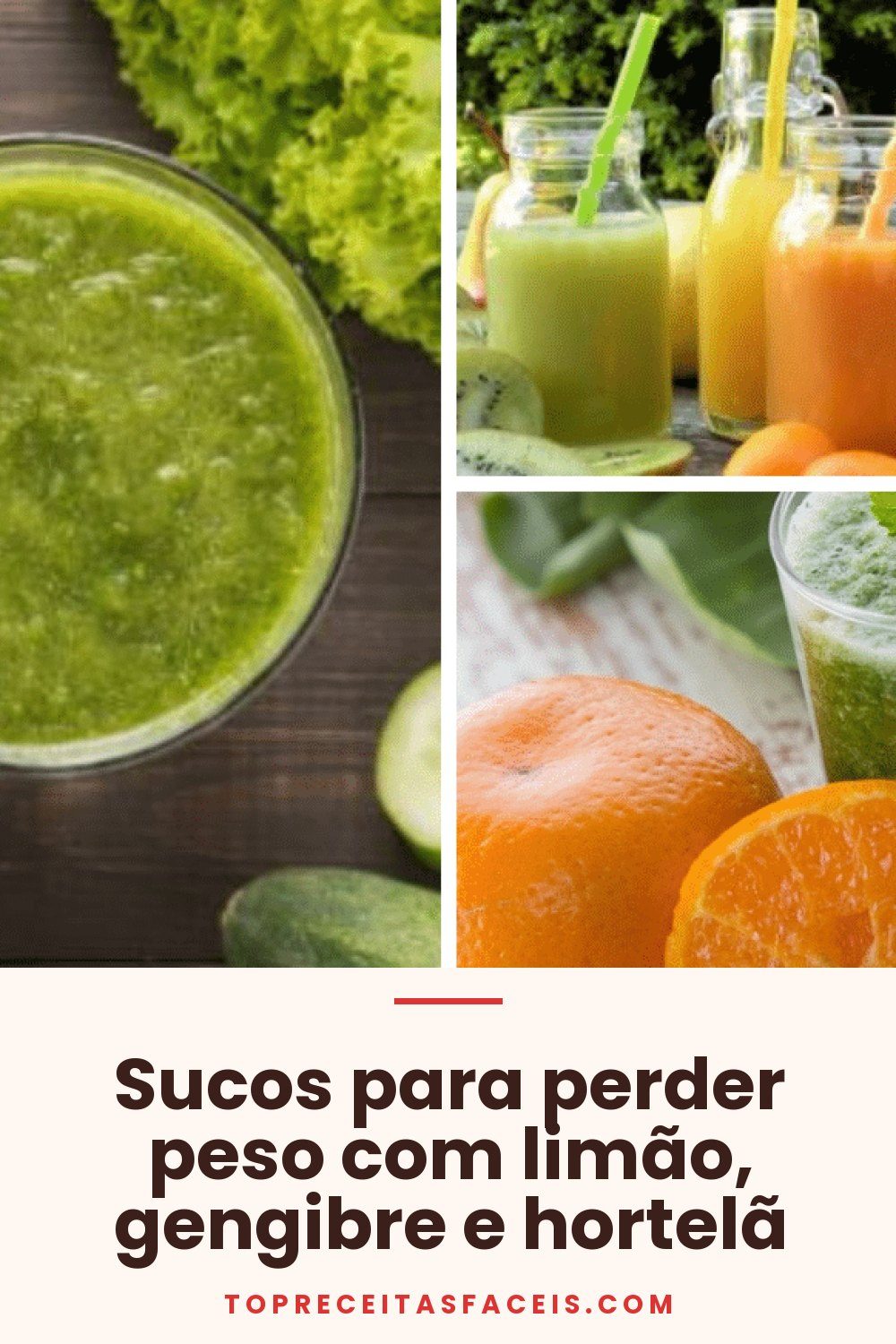 Sucos para perder peso com limão, gengibre e hortelã