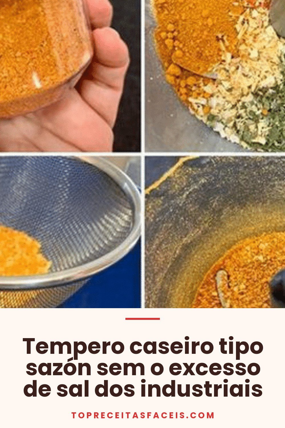 Tempero caseiro tipo sazón sem o excesso de sal dos industriais