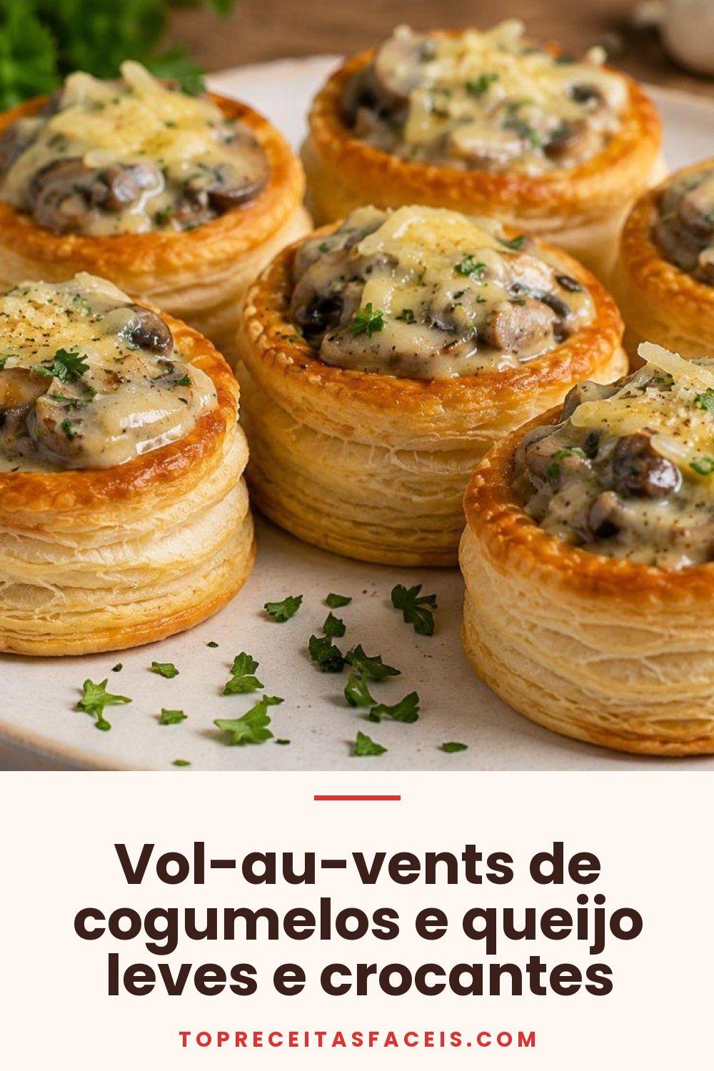 Vol-au-vents de cogumelos e queijo leves e crocantes